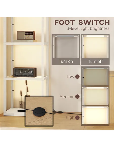 HOMCOM Four-Shelf Floor Lamp - Bleached Oak