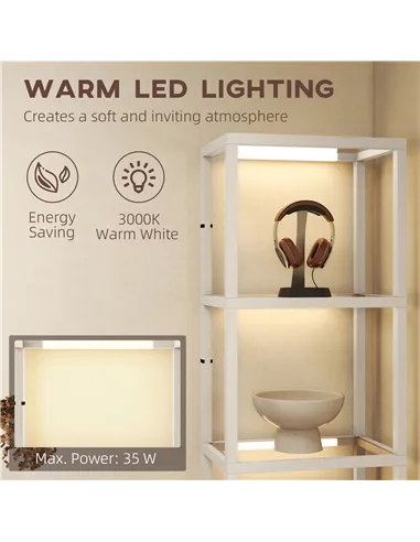 HOMCOM Four-Shelf Floor Lamp - Bleached Oak