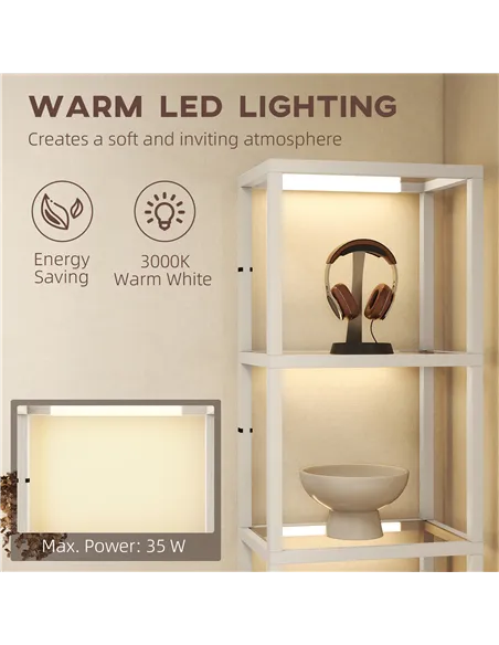 HOMCOM Four-Shelf Floor Lamp - Bleached Oak