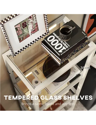 HOMCOM Four-Shelf Floor Lamp - Bleached Oak