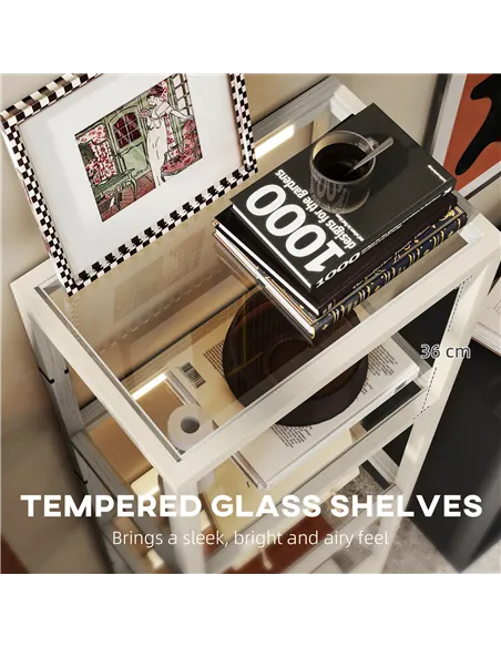 HOMCOM Four-Shelf Floor Lamp - Bleached Oak