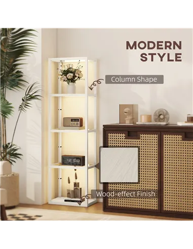 HOMCOM Four-Shelf Floor Lamp - Bleached Oak