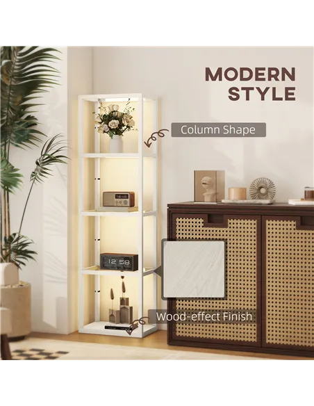 HOMCOM Four-Shelf Floor Lamp - Bleached Oak