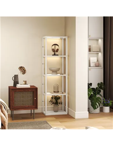 HOMCOM Four-Shelf Floor Lamp - Bleached Oak