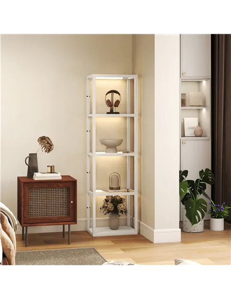 HOMCOM Four-Shelf Floor Lamp - Bleached Oak