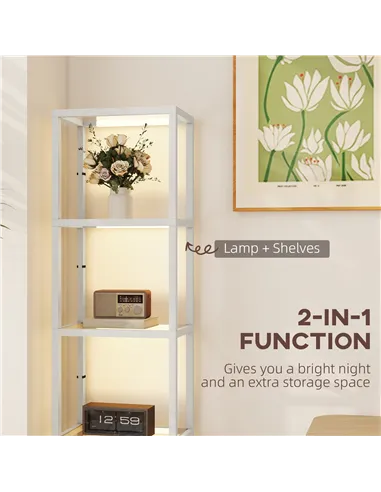 HOMCOM Four-Shelf Floor Lamp - Grey