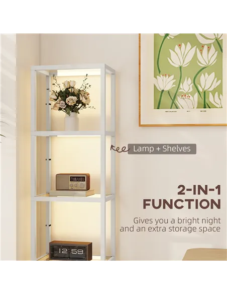 HOMCOM Four-Shelf Floor Lamp - Grey