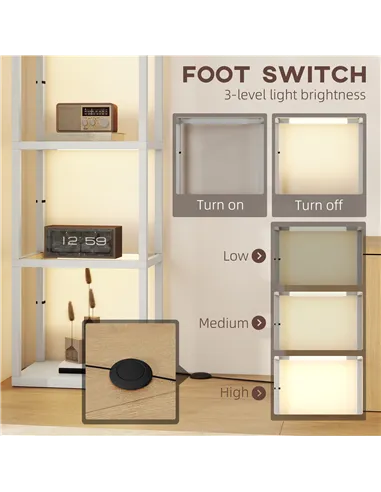 HOMCOM Four-Shelf Floor Lamp - Grey