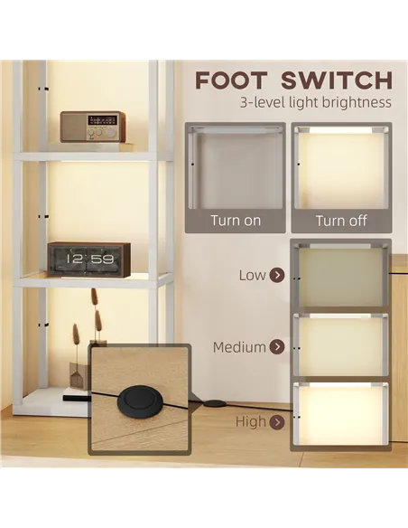 HOMCOM Four-Shelf Floor Lamp - Grey