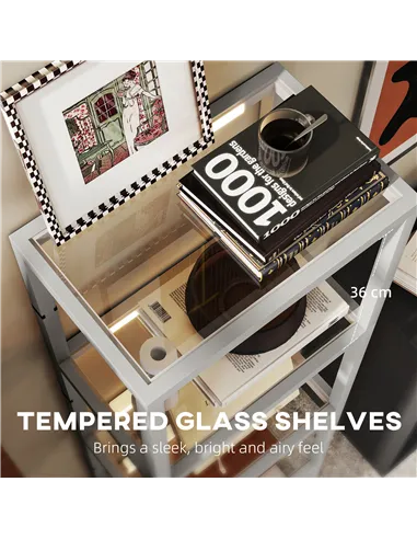 HOMCOM Four-Shelf Floor Lamp - Grey