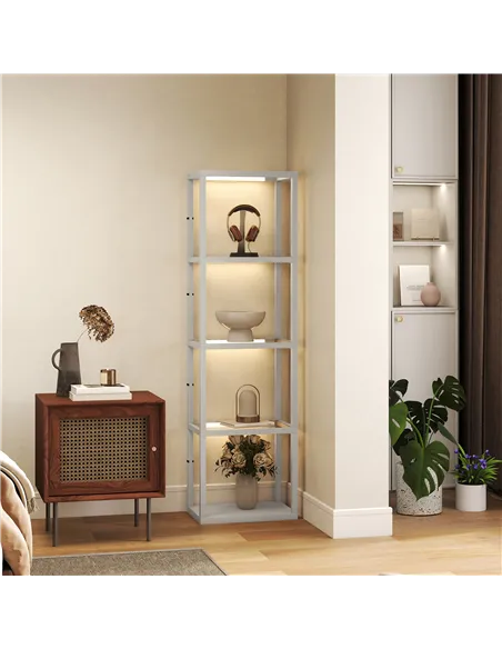 HOMCOM Four-Shelf Floor Lamp - Grey