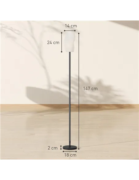 HOMCOM Floor Lamp for Living Room, 3D Printed Modern Standing Lamp with Flowing Curved Shade & Foot Switch, Minimalist Tall Pole