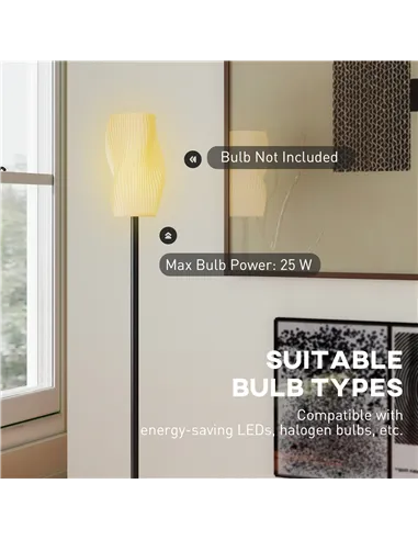 HOMCOM Floor Lamp for Living Room, 3D Printed Modern Standing Lamp with Flowing Curved Shade & Foot Switch, Minimalist Tall Pole