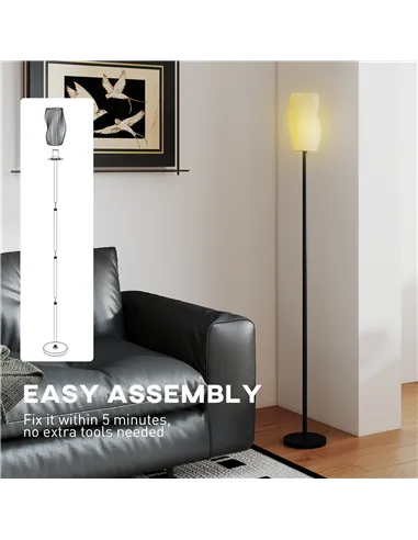 HOMCOM Floor Lamp for Living Room, 3D Printed Modern Standing Lamp with Flowing Curved Shade & Foot Switch, Minimalist Tall Pole