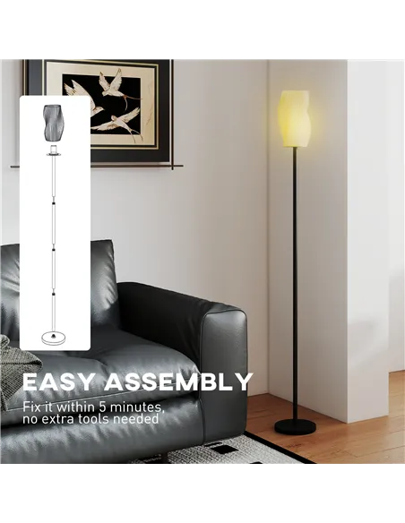 HOMCOM Floor Lamp for Living Room, 3D Printed Modern Standing Lamp with Flowing Curved Shade & Foot Switch, Minimalist Tall Pole