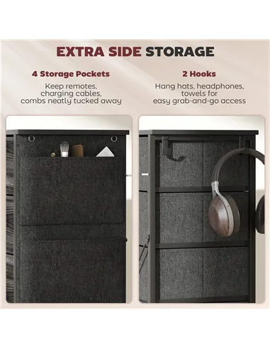 HOMCOM Chest of Five Fabric Drawers - Black