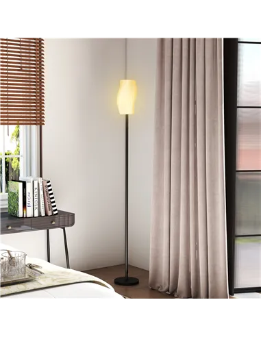 HOMCOM Floor Lamp for Living Room, 3D Printed Modern Standing Lamp with Flowing Curved Shade & Foot Switch, Minimalist Tall Pole