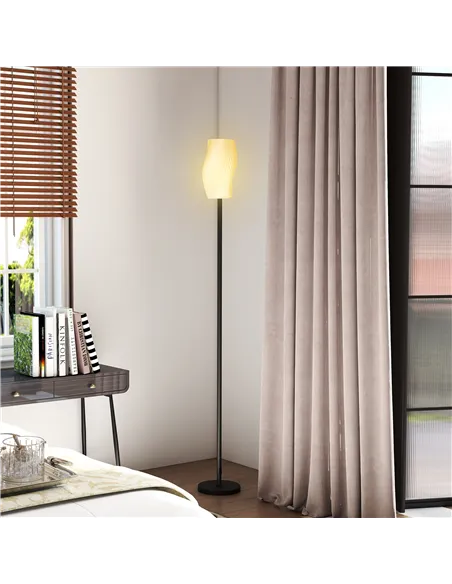 HOMCOM Floor Lamp for Living Room, 3D Printed Modern Standing Lamp with Flowing Curved Shade & Foot Switch, Minimalist Tall Pole