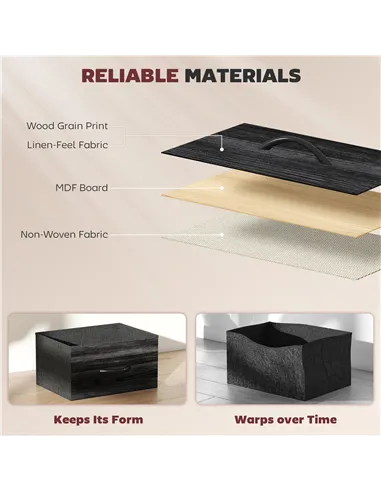 HOMCOM Chest of Five Fabric Drawers - Black