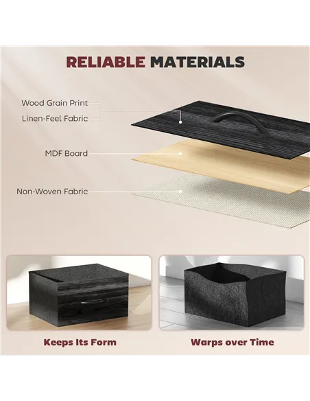 HOMCOM Chest of Five Fabric Drawers - Black