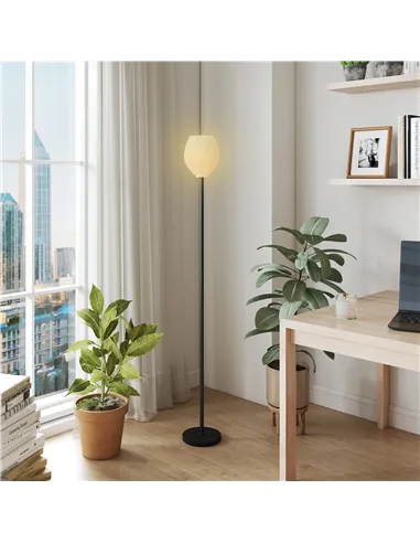 HOMCOM Flower Floor Lamp for Living Room, 3D Printed Modern Standing Lamp with Rose Shade & Foot Switch, Minimalist Tall Pole La