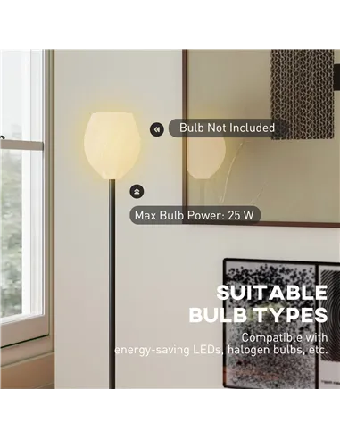 HOMCOM Flower Floor Lamp for Living Room, 3D Printed Modern Standing Lamp with Rose Shade & Foot Switch, Minimalist Tall Pole La