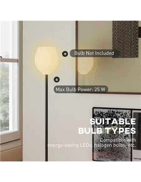 HOMCOM Flower Floor Lamp for Living Room, 3D Printed Modern Standing Lamp with Rose Shade & Foot Switch, Minimalist Tall Pole La