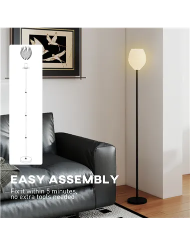 HOMCOM Flower Floor Lamp for Living Room, 3D Printed Modern Standing Lamp with Rose Shade & Foot Switch, Minimalist Tall Pole La