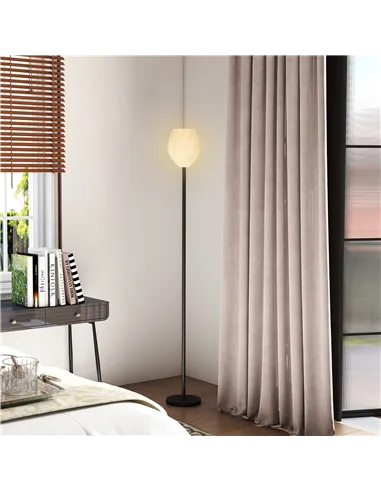 HOMCOM Flower Floor Lamp for Living Room, 3D Printed Modern Standing Lamp with Rose Shade & Foot Switch, Minimalist Tall Pole La