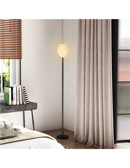 HOMCOM Flower Floor Lamp for Living Room, 3D Printed Modern Standing Lamp with Rose Shade & Foot Switch, Minimalist Tall Pole La