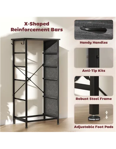 HOMCOM Chest of Five Fabric Drawers - Black