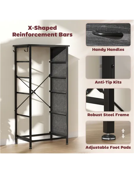 HOMCOM Chest of Five Fabric Drawers - Black