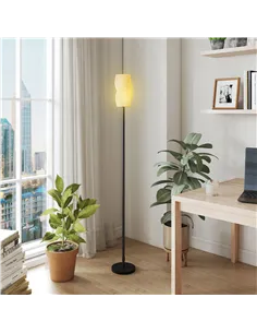 HOMCOM Floor Lamp for Living Room, 3D Printed Modern Standing Lamp with Flowing Curved Shade, 3 Colour Temperature & Foot Switch 2