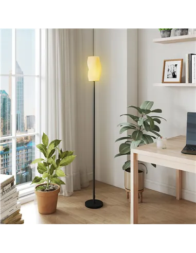 HOMCOM Floor Lamp for Living Room, 3D Printed Modern Standing Lamp with Flowing Curved Shade, 3 Colour Temperature & Foot Switch