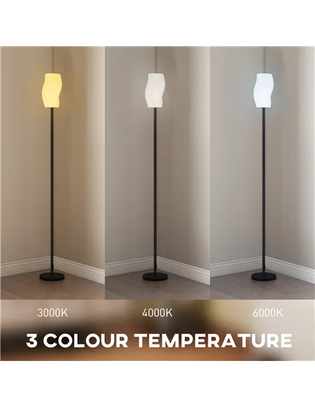 HOMCOM Floor Lamp for Living Room, 3D Printed Modern Standing Lamp with Flowing Curved Shade, 3 Colour Temperature & Foot Switch