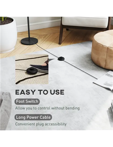 HOMCOM Floor Lamp for Living Room, 3D Printed Modern Standing Lamp with Flowing Curved Shade, 3 Colour Temperature & Foot Switch