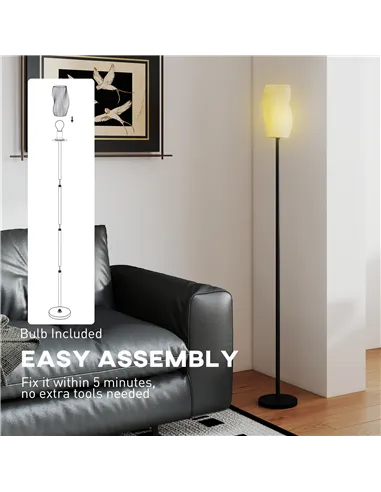 HOMCOM Floor Lamp for Living Room, 3D Printed Modern Standing Lamp with Flowing Curved Shade, 3 Colour Temperature & Foot Switch