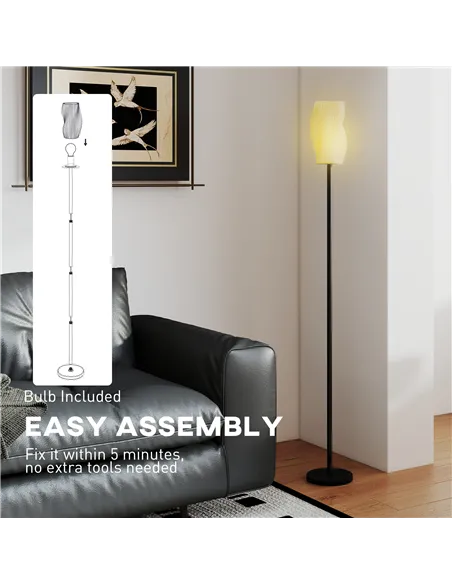 HOMCOM Floor Lamp for Living Room, 3D Printed Modern Standing Lamp with Flowing Curved Shade, 3 Colour Temperature & Foot Switch