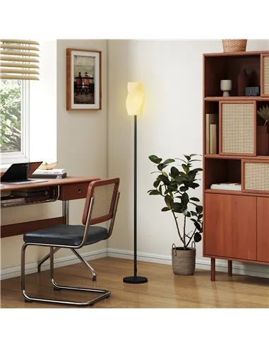 HOMCOM Floor Lamp for Living Room, 3D Printed Modern Standing Lamp with Flowing Curved Shade, 3 Colour Temperature & Foot Switch