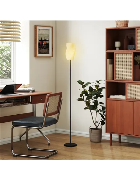 HOMCOM Floor Lamp for Living Room, 3D Printed Modern Standing Lamp with Flowing Curved Shade, 3 Colour Temperature & Foot Switch