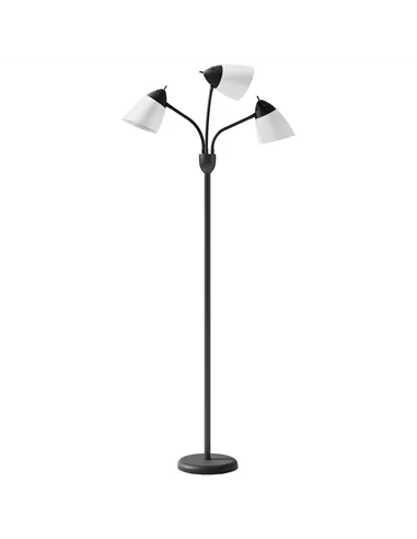 HOMCOM Arc Tree Floor Lamp with 3 Adjustable Rotating Lights and 3000K/4500K/6500K Colour Temperatures, Industrial Standing Lamp