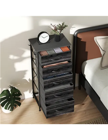 HOMCOM Chest of Five Fabric Drawers - Black