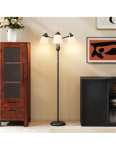 HOMCOM Arc Tree Floor Lamp with 3 Adjustable Rotating Lights and 3000K/4500K/6500K Colour Temperatures, Industrial Standing Lamp