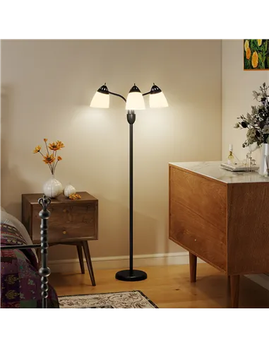 HOMCOM Arc Tree Floor Lamp with 3 Adjustable Rotating Lights and 3000K/4500K/6500K Colour Temperatures, Industrial Standing Lamp