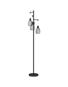 HOMCOM 3-Light LED Floor Lamp, 170cm Industrial Dimmable Standing Lamp with Steel Wire Cage Lampshades, 2700K for Living Room, B