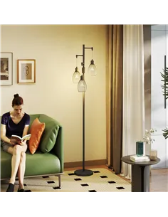 HOMCOM 3-Light LED Floor Lamp, 170cm Industrial Dimmable Standing Lamp with Steel Wire Cage Lampshades, 2700K for Living Room, B 2