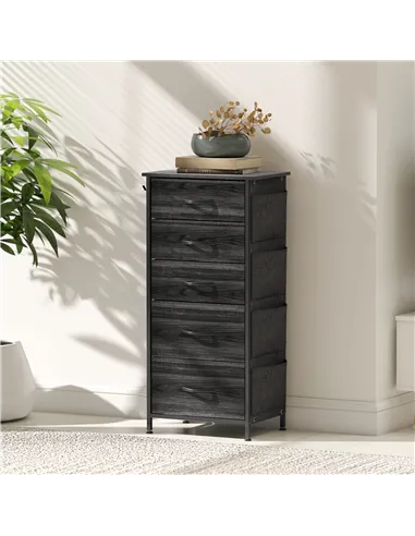 HOMCOM Chest of Five Fabric Drawers - Black