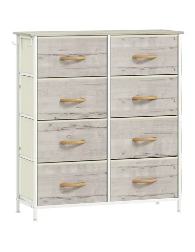 HOMCOM Chest of Eight Fabric Drawers - Natural Wood Finish