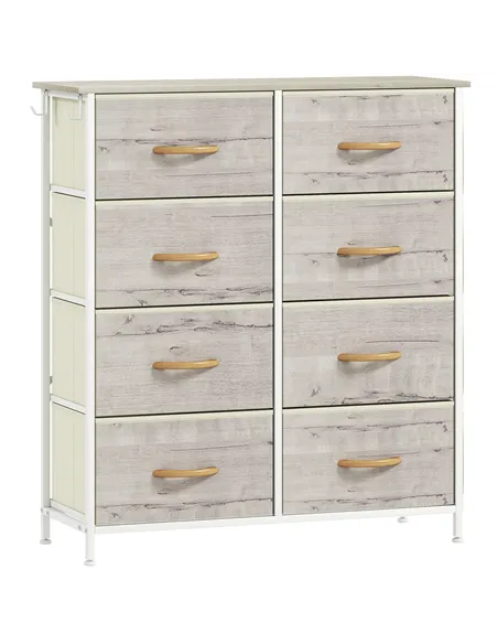 HOMCOM Chest of Eight Fabric Drawers - Natural Wood Finish