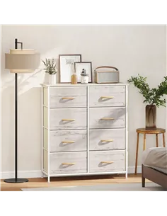 HOMCOM Chest of Eight Fabric Drawers - Natural Wood Finish 2